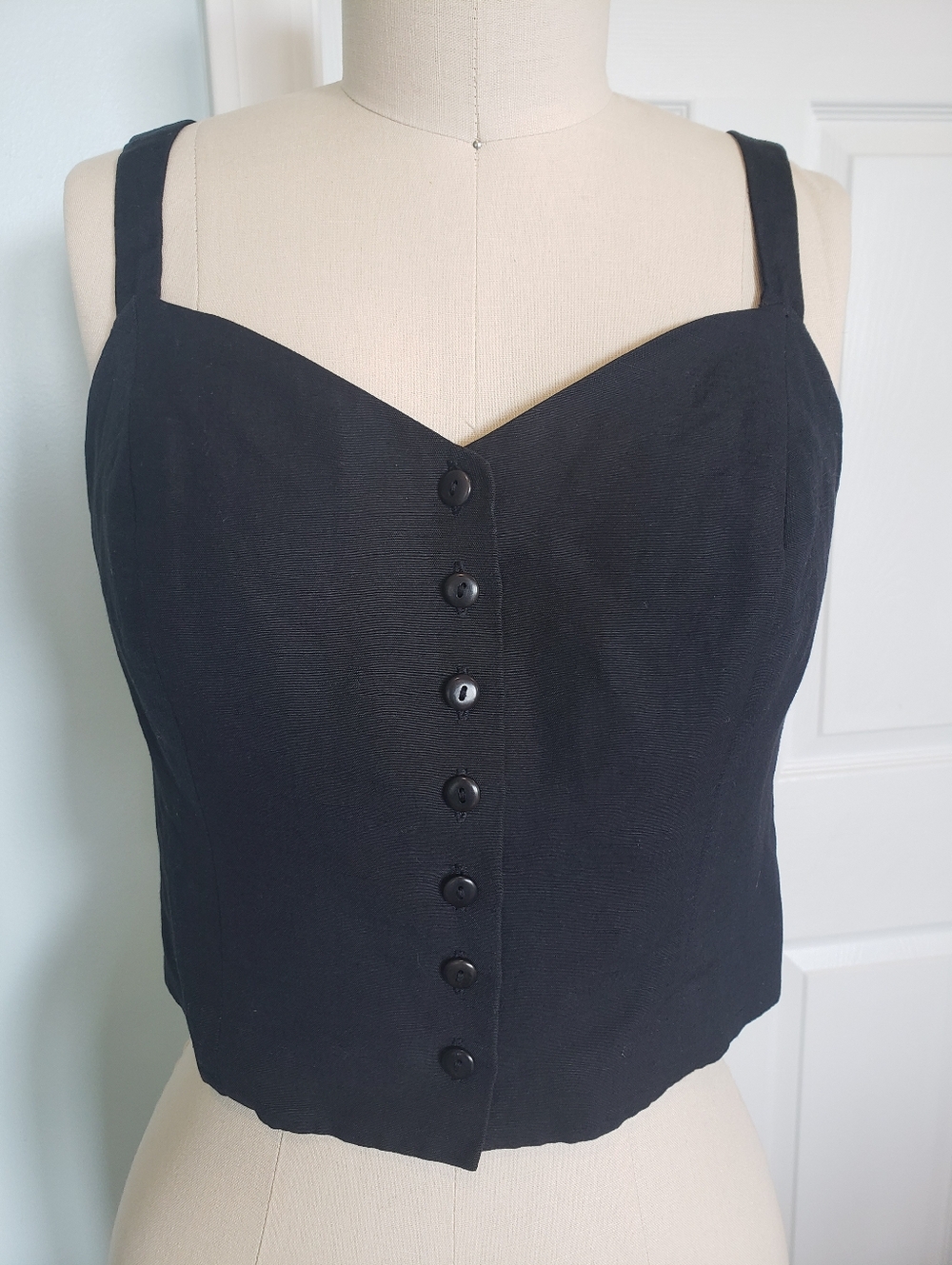 Black Linen Crop Top, 2